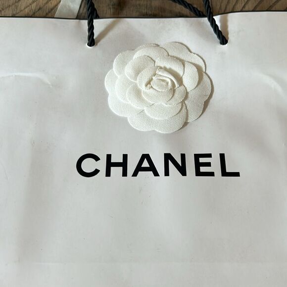 Small Chanel 🇫🇷 Shopping 🛍️ Bag 💼 Channel ribbon 🎀 tied to braided handle. - Picture 5 of 17